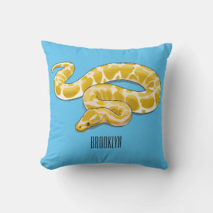 Burmese python snake cartoon illustration cushion