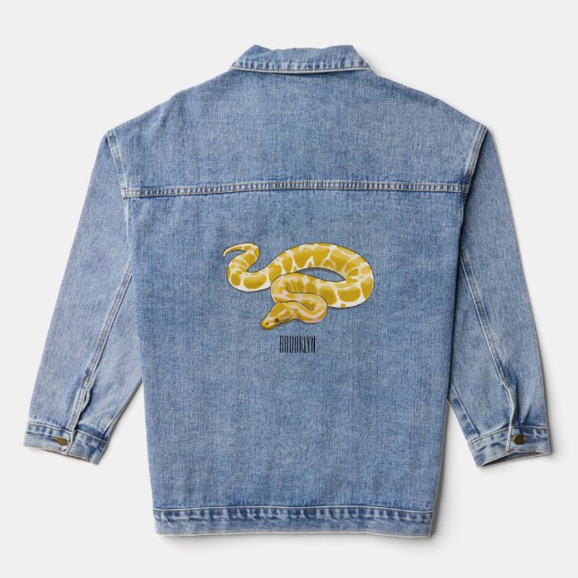 Burmese python snake cartoon illustration denim jacket (Back)