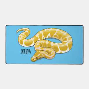 Burmese python snake cartoon illustration desk mat
