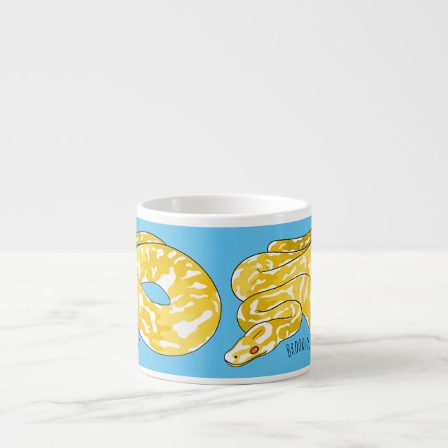 Burmese python snake cartoon illustration  espresso cup (Front)