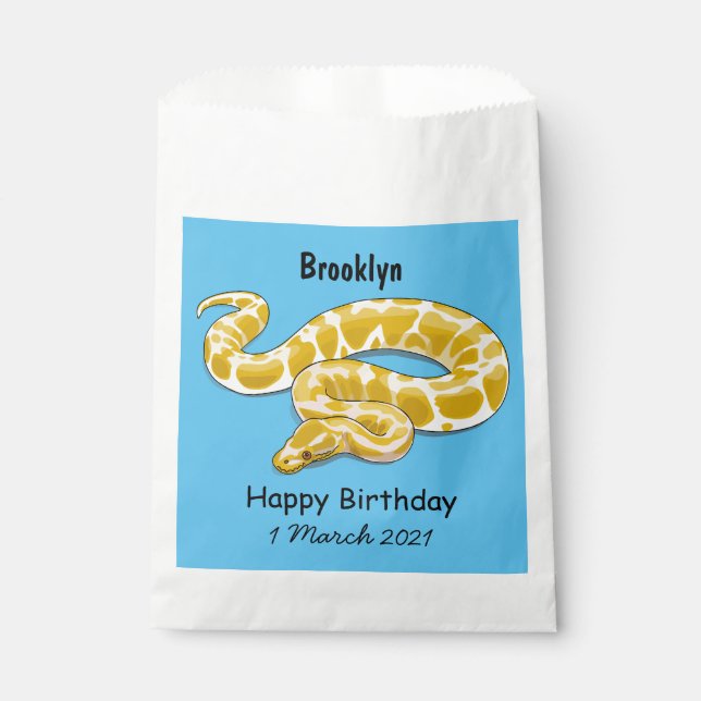 Burmese python snake cartoon illustration favour bag (Front)