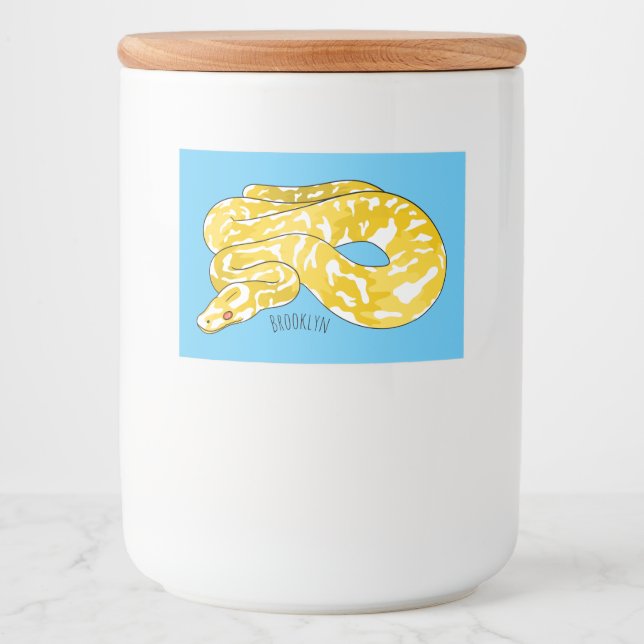 Burmese python snake cartoon illustration  food label (Front)