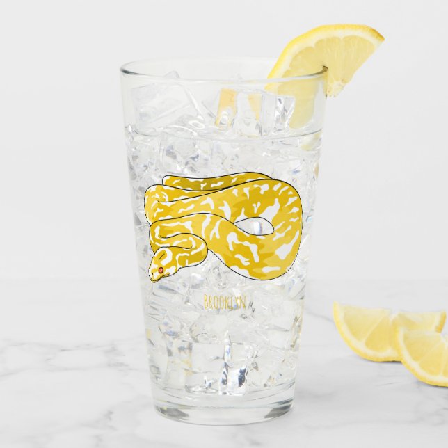 Burmese python snake cartoon illustration glass (Back Ice)