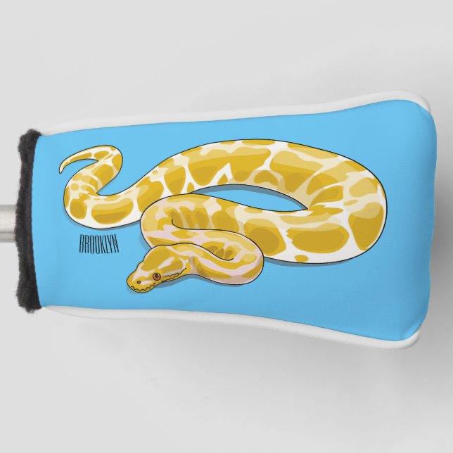 Burmese python snake cartoon illustration golf head cover (Front)
