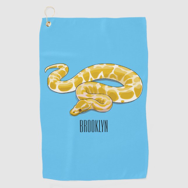 Burmese python snake cartoon illustration golf towel (Front)