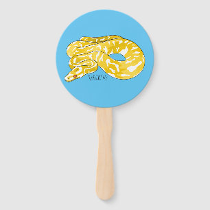 Burmese python snake cartoon illustration  hand fan