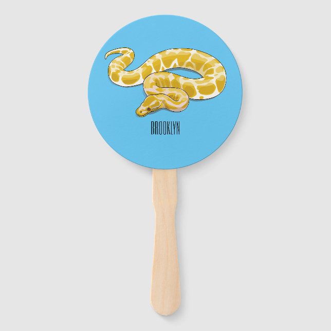 Burmese python snake cartoon illustration hand fan (Front)