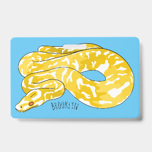 Burmese python snake cartoon illustration ID badge