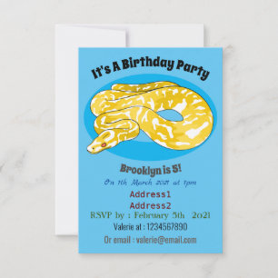 Burmese python snake cartoon illustration  invitation