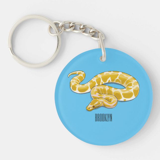 Burmese python snake cartoon illustration key ring (Front)
