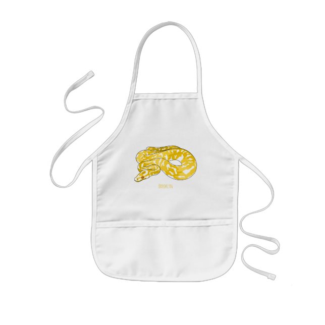 Burmese python snake cartoon illustration kids apron (Front)