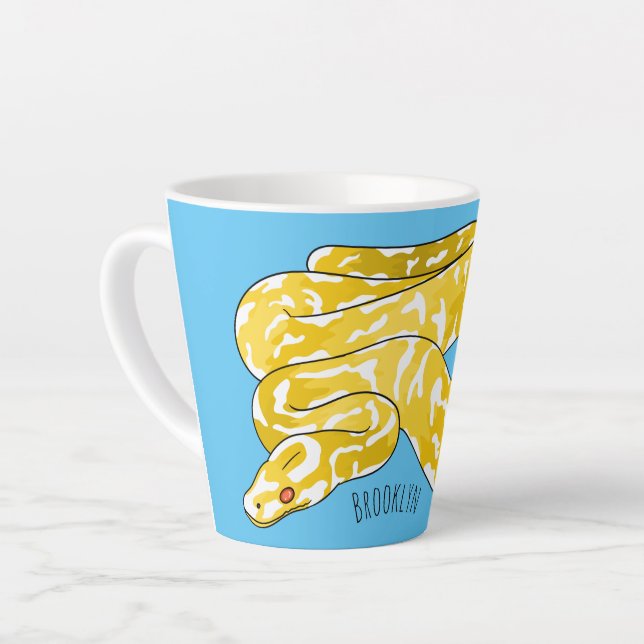 Burmese python snake cartoon illustration  latte mug (Left Angle)
