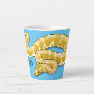 Burmese python snake cartoon illustration latte mug