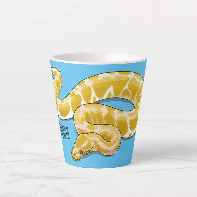 Burmese python snake cartoon illustration latte mug (Front)