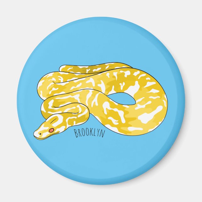 Burmese python snake cartoon illustration  magnet (Front)