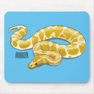 Burmese python snake cartoon illustration mouse pad