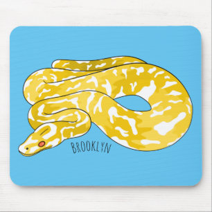 Burmese python snake cartoon illustration mouse pad