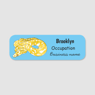 Burmese python snake cartoon illustration  name tag
