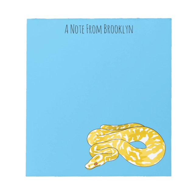 Burmese python snake cartoon illustration  notepad (Front)