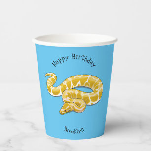 Burmese python snake cartoon illustration paper cups