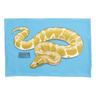 Burmese python snake cartoon illustration pillowcase