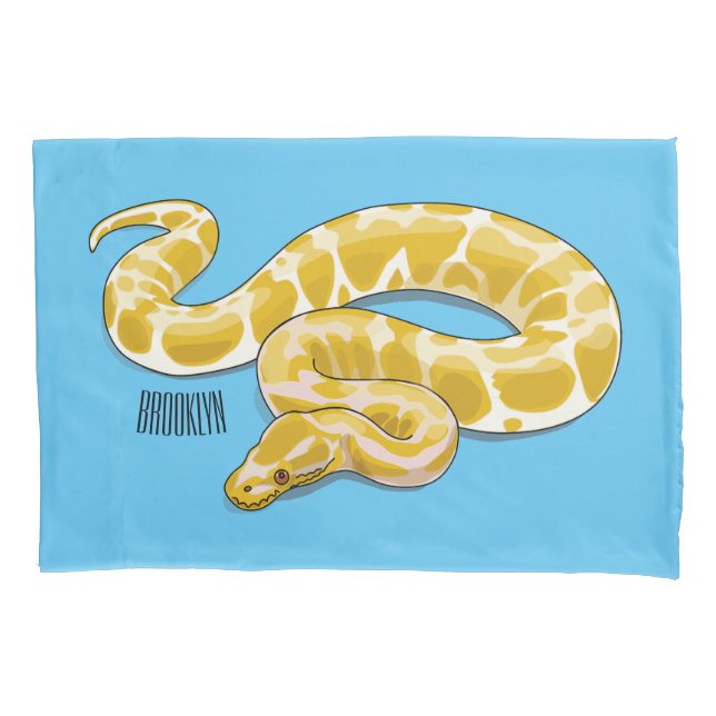 Burmese python snake cartoon illustration pillowcase (Front)