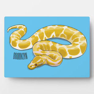 Burmese python snake cartoon illustration plaque