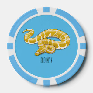Burmese python snake cartoon illustration poker chips