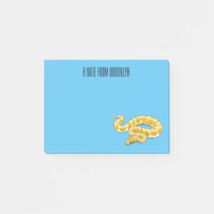 Burmese python snake cartoon illustration post-it notes