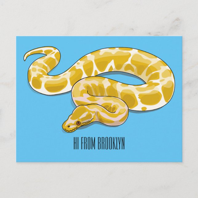 Burmese python snake cartoon illustration postcard (Front)