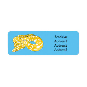 Burmese python snake cartoon illustration  return address label