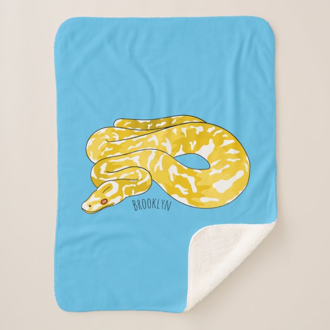 Burmese python snake cartoon illustration  sherpa blanket (Front)