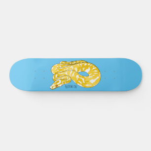 Burmese python snake cartoon illustration skateboard