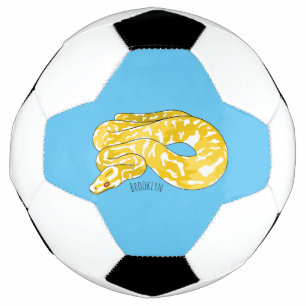 Burmese python snake cartoon illustration  soccer ball