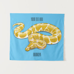 Burmese python snake cartoon illustration tapestry