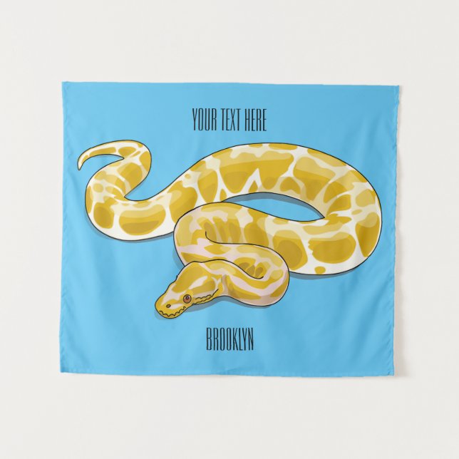 Burmese python snake cartoon illustration tapestry (Front (Horizontal))