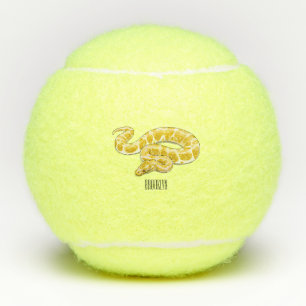 Burmese python snake cartoon illustration tennis balls