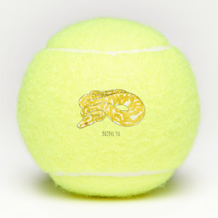 Burmese python snake cartoon illustration tennis balls