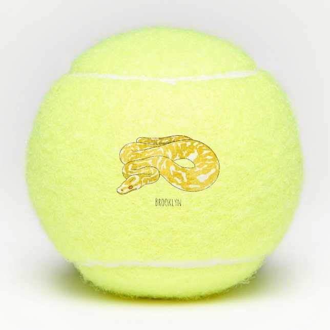 Burmese python snake cartoon illustration tennis balls (Front)