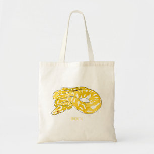 Burmese python snake cartoon illustration tote bag
