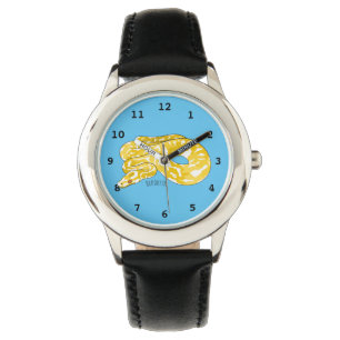 Burmese python snake cartoon illustration watch