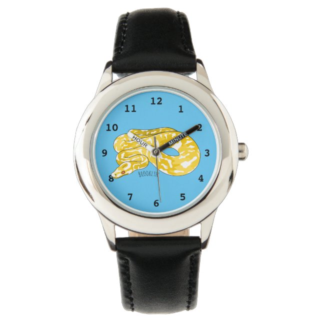 Burmese python snake cartoon illustration  watch (Front)