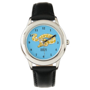 Burmese python snake cartoon illustration watch