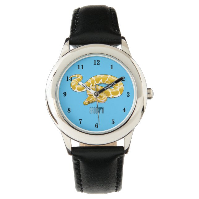 Burmese python snake cartoon illustration watch (Front)