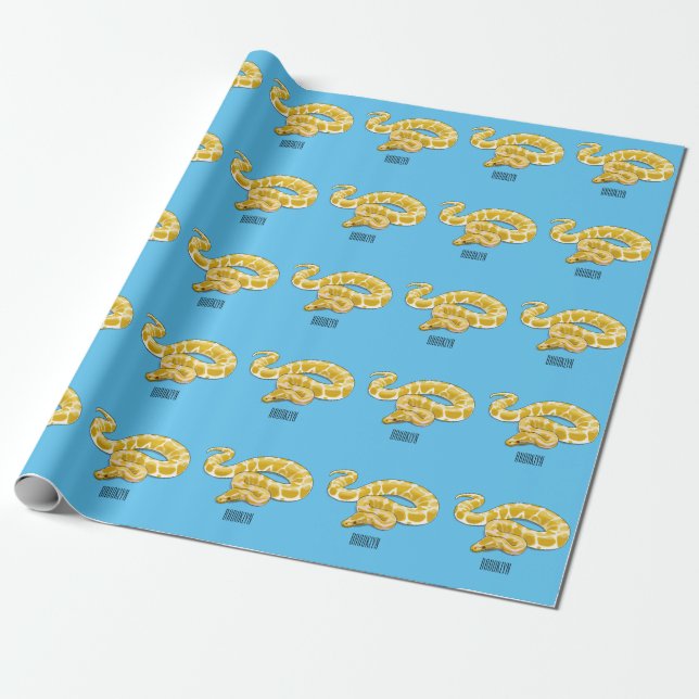 Burmese python snake cartoon illustration wrapping paper (Unrolled)