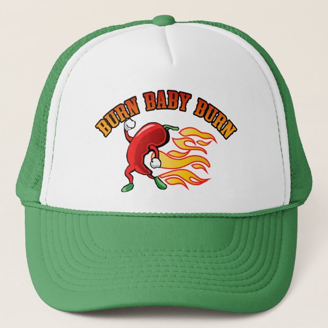 Burn Baby $18.95 (11 colours) Truckers Hat (Front)