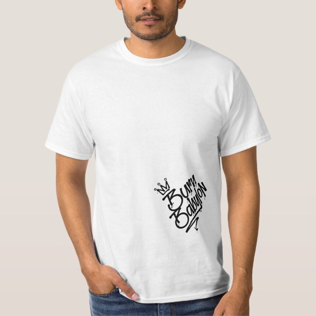 Burn Babylon Graffiti Tag Style Reggae T-Shirt (Front)