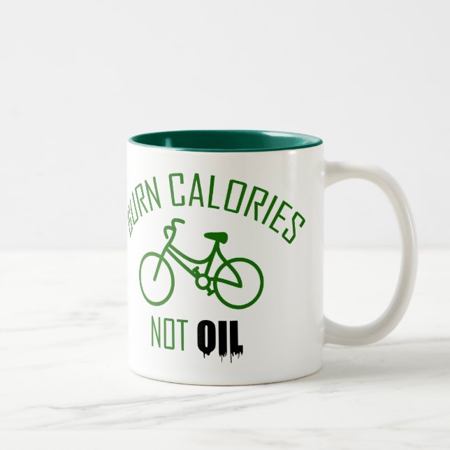 Burn Calories Not Oil Two-Tone Coffee Mug (Right)