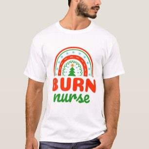 Burn Nurse Christmas Tree Rainbow Wound Care Nursi T-Shirt