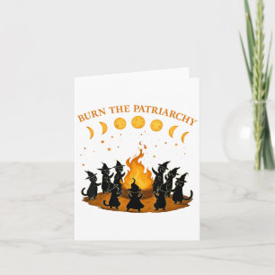 Burn The Patriarchy Cat Witch Funny Feminist Hallo Card